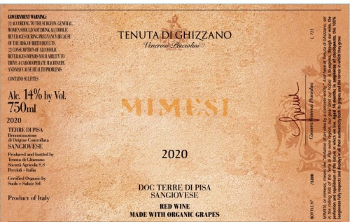 Tenuta Di Ghizzano Il 'Mimesi' Sangiovese DOC Terre di Pisa, Toscana