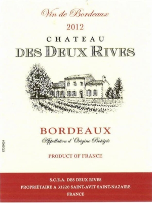 Chateau Des Deux Rives Rouge, Bordeaux