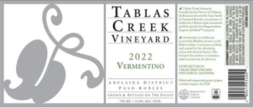 Tablas Creek Vermentino, Paso Robles