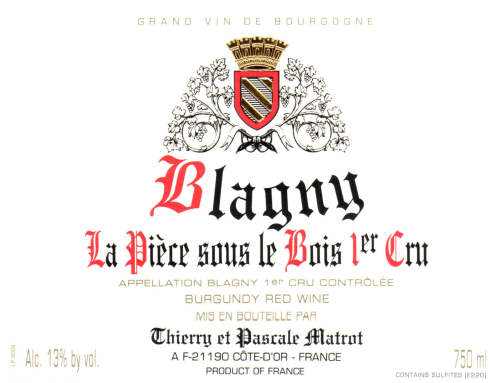 Thierry Et Pascale Matrot Blagny Rouge La Piece Sous Bois, 1er Cru