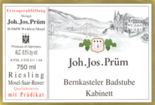 Joh. Jos. Prum Riesling Kabinett, Bernkasteler Badstube