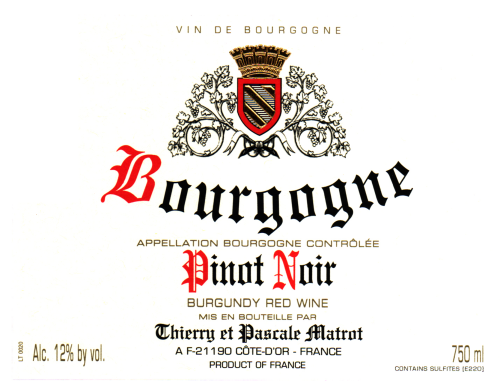 Thierry Et Pascale Matrot Bourgogne Pinot Noir