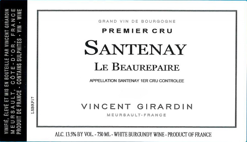 Vincent Girardin Santenay Beaurepaire Blanc, 1er Cru